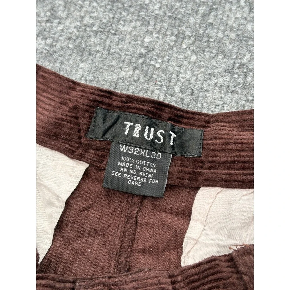 Trust Mens Brown Corduroy Pants 32x30 Relaxed Straight‎ Leg Pleated Cotton 32X30